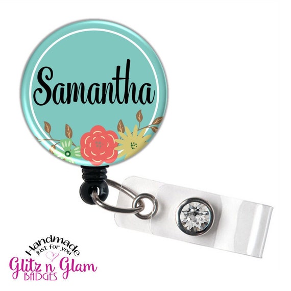 Flower Retractable Badge Holder, Personalized Retractable Badge Reel, Name  Badge Holder, Custom ID Badge Holder, Floral Badge Reel GG4614 