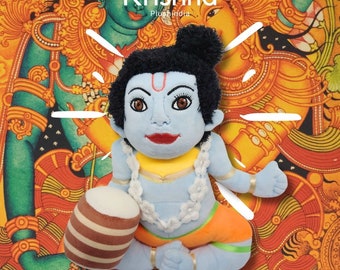 Handcrafted Plush Krishna Toy, Devine 10-Inch Hindu Deity Soft Toy by Plush India