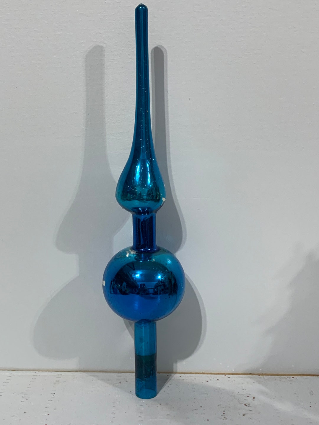 Vintage Royal Blue Glass Finial Tree Topper in Original Box Etsy