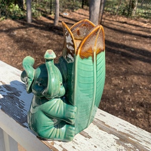 Vintage Lucky Elephant Vase, Planter, Swizzle Stick Holder, No chips, cracks, or repairs.