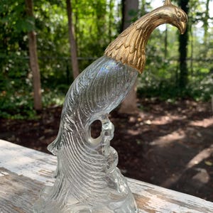 Vintage AVON Bird of Paradise, Peacock Cologne Decanter Glass Bottle Empty, 7 1/2&quot; x  4&quot;