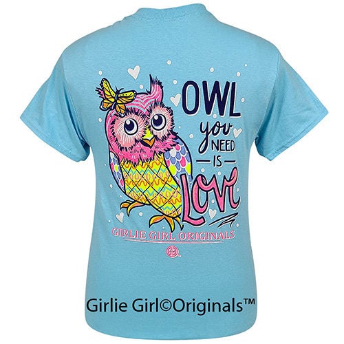 Girlie Girl Originals Owl You Need 2521 Sky Blue Short Sleeve T-Shirt