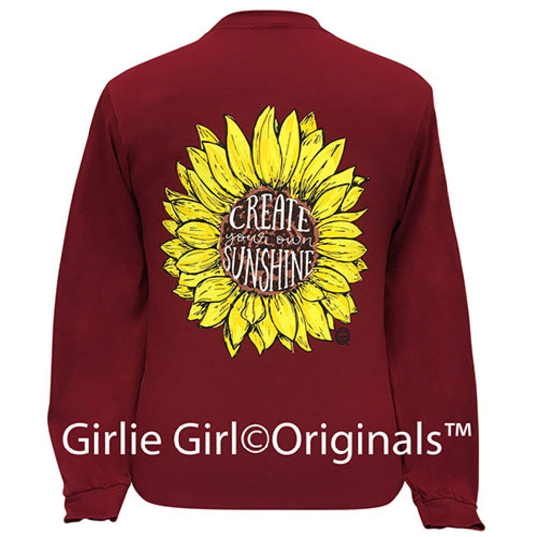 Girlie Girl Originals 'Create Your Own Sunshine' T-Shirt - Scuba Blue, Short Sleeve, Small - Sunflower Design - View #10