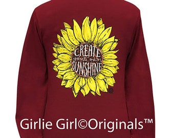 Girlie Girl Originals Create Your Own Sunshine Long Sleeve Garnet T-Shirt-1998