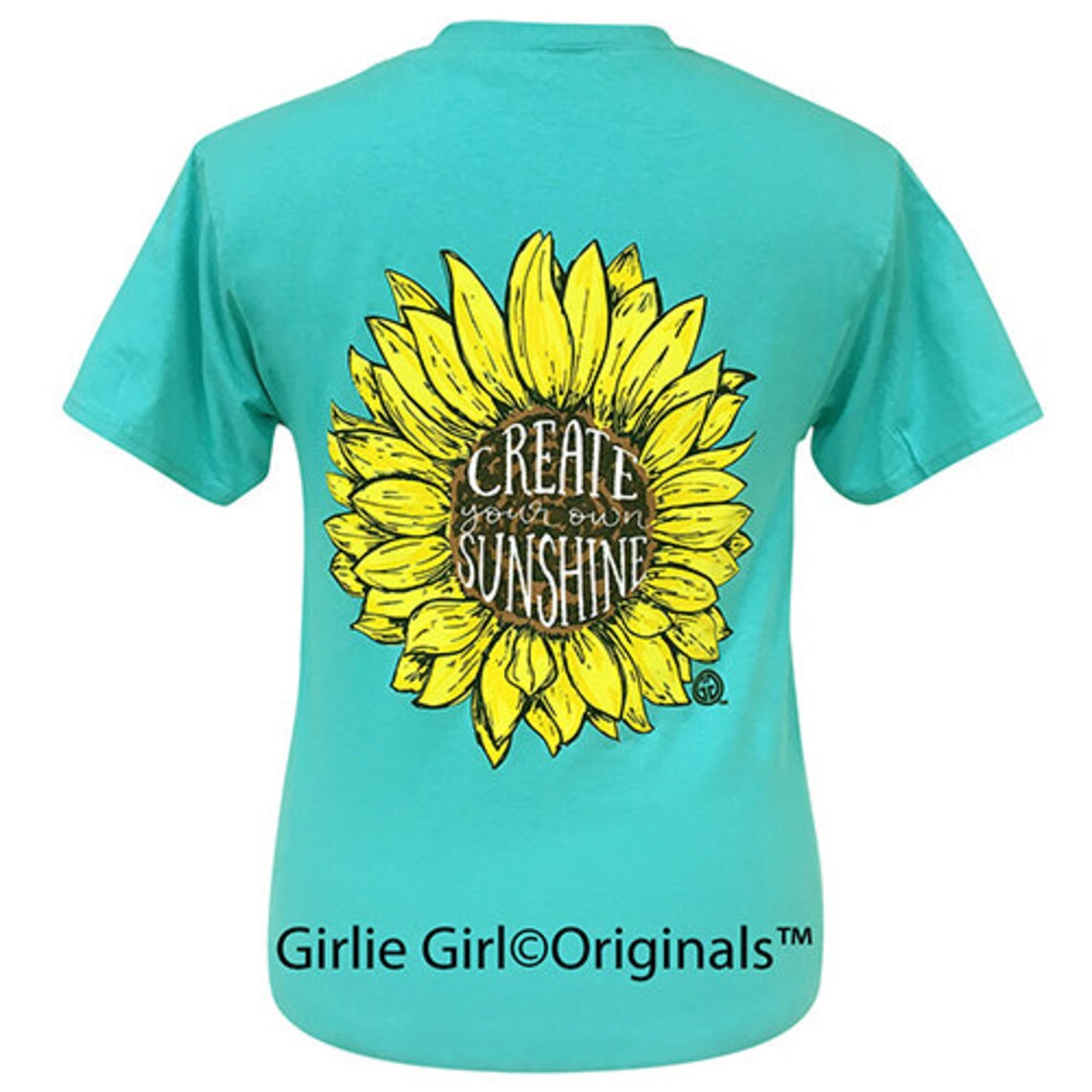 Girlie Girl Originals 'Create Your Own Sunshine' T-Shirt - Scuba Blue, Short Sleeve, Small - Sunflower Design - View #11