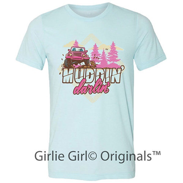 LULU MAC Muddin' Darlin 131 Heather Ice Blue Short Sleeve T-Shirt