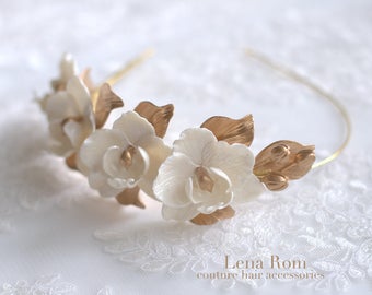 Orchid headpiece. Wedding floral headpiece. Bridal headpiece. bridal crown. Bridal floral headpiece. Style 543