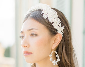 CARLOTTE bridal headpiece. Floral wedding headpiece. Bridal floral headband. Bridal crown. Bridal headpiece 2024