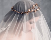 Blossoms crown. Gold bridal crown. Floral crown. Bridal headpiece. Gold headpiece. Bridal crown. Style 509