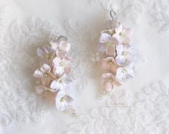 HYDRANGEA bridal earrings. Floral wedding earrings. Floral bridal earrings. Blossom bridal earrings. Bridal maxi earrings.