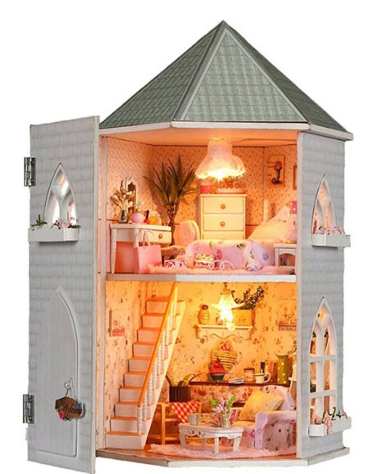 Doll House Castle DIY Kit With Furniture
