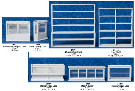WHITE DISPLAY CORNER CASE//COUNTER MINIATURE DOLLHOUSE 1:12 SCALE T5445