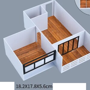 miniature model house 3d diorama display quarter inch scale white foam board dollhouse dining kitchen layout  rooms furniture kit New