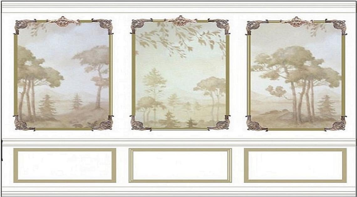 6 sheets dollhouse wallpaper wall panelling design doll house Etsy