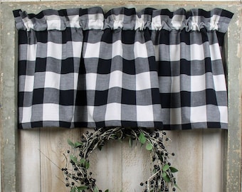 Black Check Valance | Etsy
