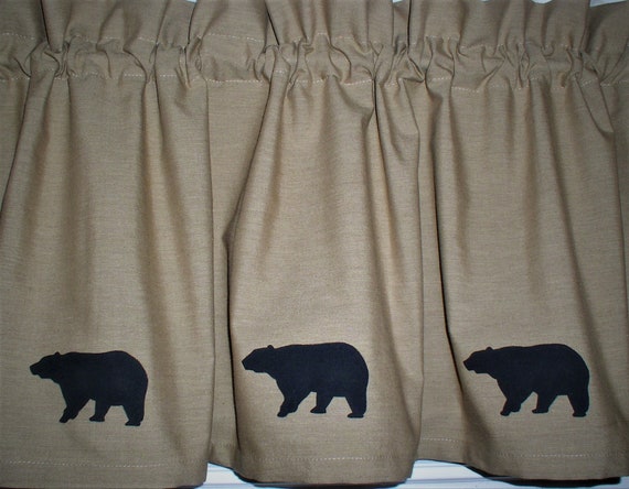 Black Bear Valance Bear Homespun Valances Country Cabin Bear Etsy