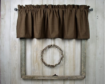 BROWN and TAN Homespun Valances Tiers and Runners Country Curtains Primitive Cabin Valances Fall Curtain Brown Valances Fall Valances Autumn
