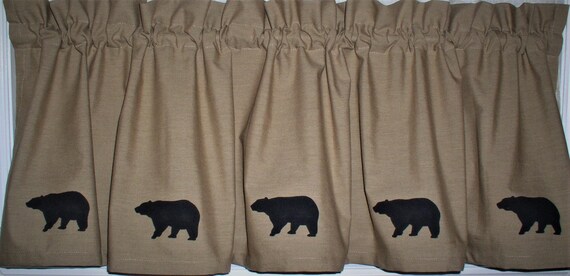 Black Bear Valance Bear Homespun Valances Country Cabin Bear Etsy