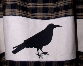 Hand Painted Crows 100% Cotton Homespun Valance Fall Decor Primitive Country Variety of Sizes