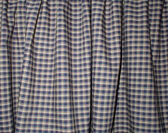 Americana Navy Berry and Tan Plaid Homespun Valances CLEARANCE Patriotic Country Valance USA Kitchen Valances #180