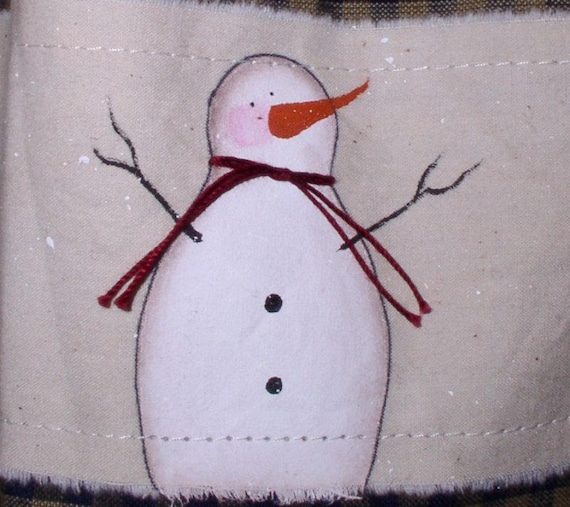 Snowman Valance Tiers Table Runner Country Primitive Snowman Winter Curtains 