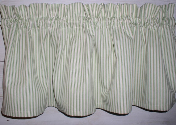 Green Off White Ticking Valances Spring Farmhouse Curtains Etsy