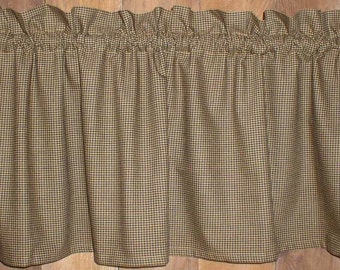 Pumpkin Spice Mini Check Homespun Valances Tiers Runners Fall Autumn Country Curtains Cabin Decor Country Primitive Curtains