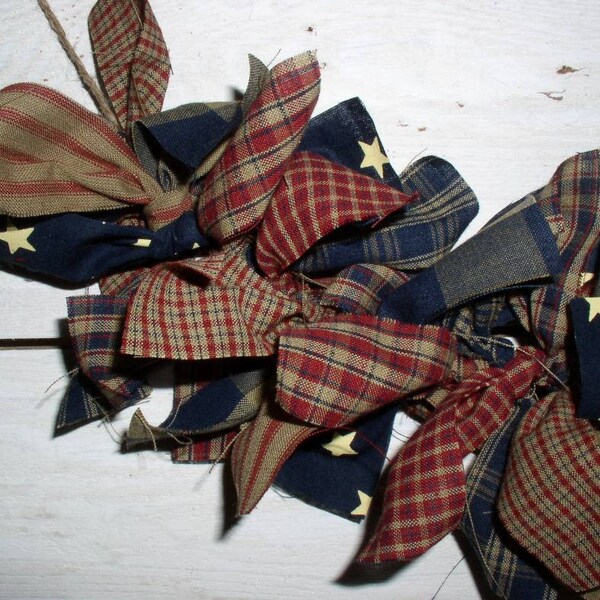 Primitive Americana Rag Garland Kit Pre-Cut Strips...Easy DIY Project for Patriotic Decor DIY Americana Homespun Fabric Garlands