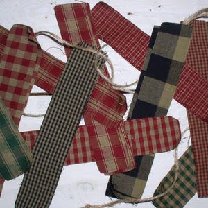 Green Rag Red Rag Primitive Red and Green Rag Garland KIT - Pre-cut Strips...easy DIY ...