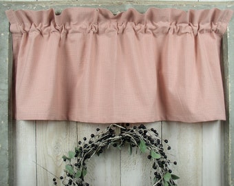 Peach Mini Check Homespun Valances Tiers Runners Farmhouse Curtains Country Kitchen Cabin Valances SHIPS in 2-3 days
