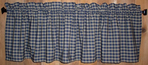 Navy Blue Plaid Homespun Valances Tiers Runners Country Etsy