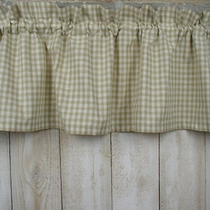 Tan and Off White 1/4&quot; Textured Buffalo Check Homespun Valances Tiers Runners Farmhouse Curtains Country Kitchen Valances SHIPS IN 3-5 DAYS