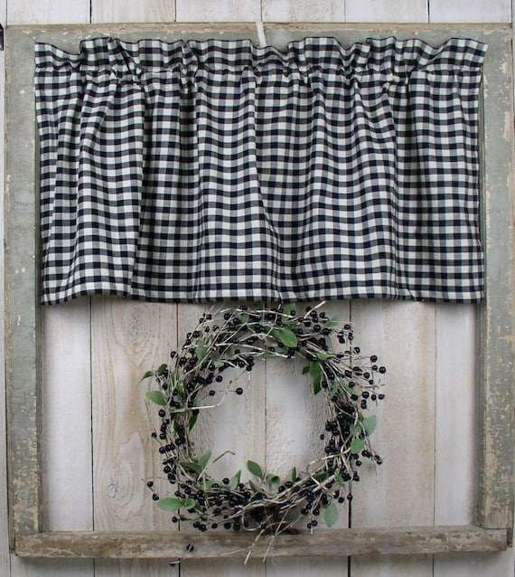Black and White Check Homespun Valances CLEARANCE ITEMS 