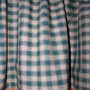 Green & Tan Checked Plaid Homespun Valances Tiers Runners Country ...