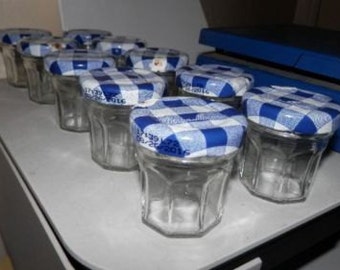 Lot of 24 Handy Sweet Lil Bonne Maman Small Glass Jar Stash Jar Nug Jug Herb Jar with Lid Honey Jar