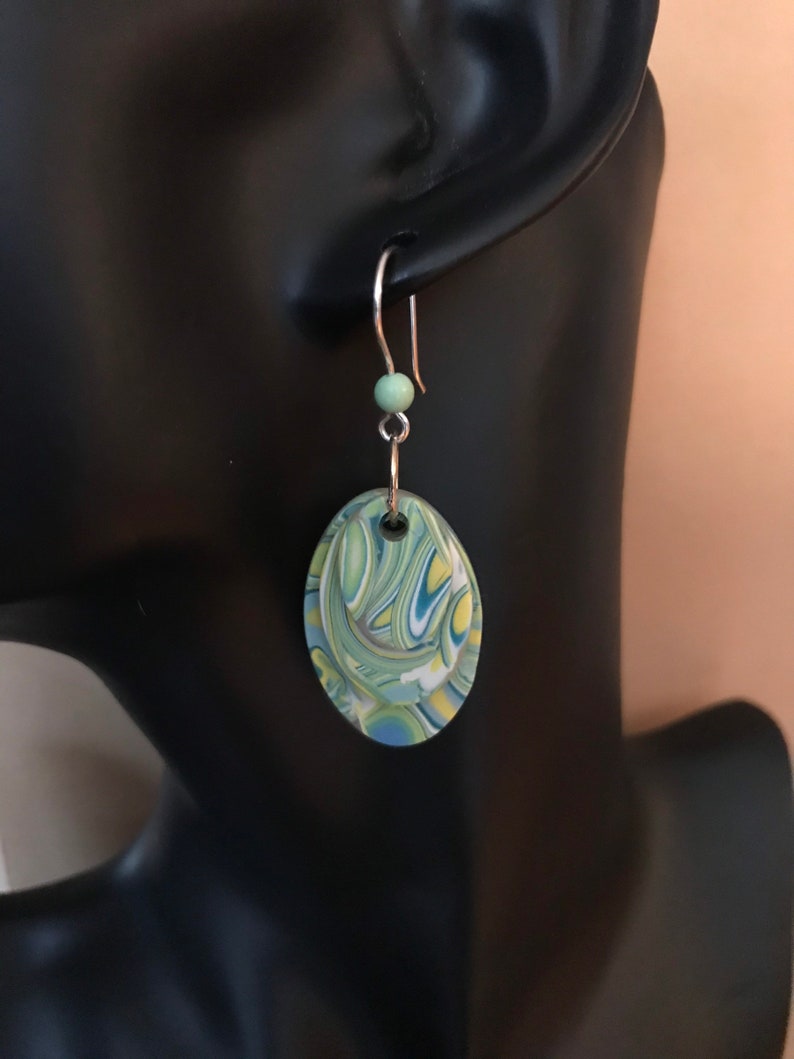 Lemon Lime Swirls Dangle Earrings