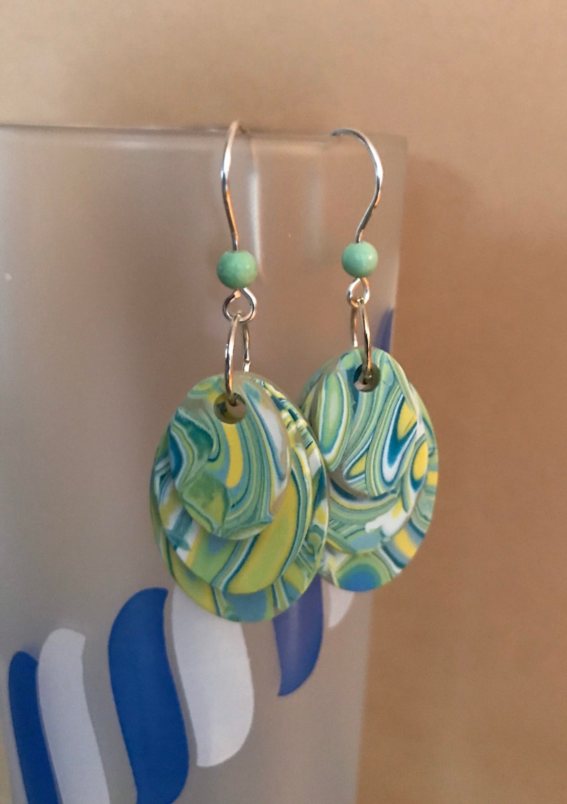 Lemon Lime Swirls Dangle Earrings