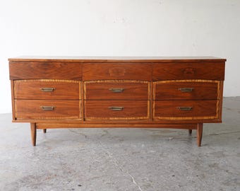 Stunning Vintage Two-Tone  Mid-Century Modern Walnut Dresser
