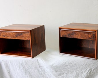 1960s Set of Two Fully Restored Westnofa Danish Floating Rosewood Nightstands