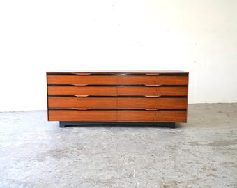 John Kapel Mid Century Modern Walnut Double Dresser Glenn of California