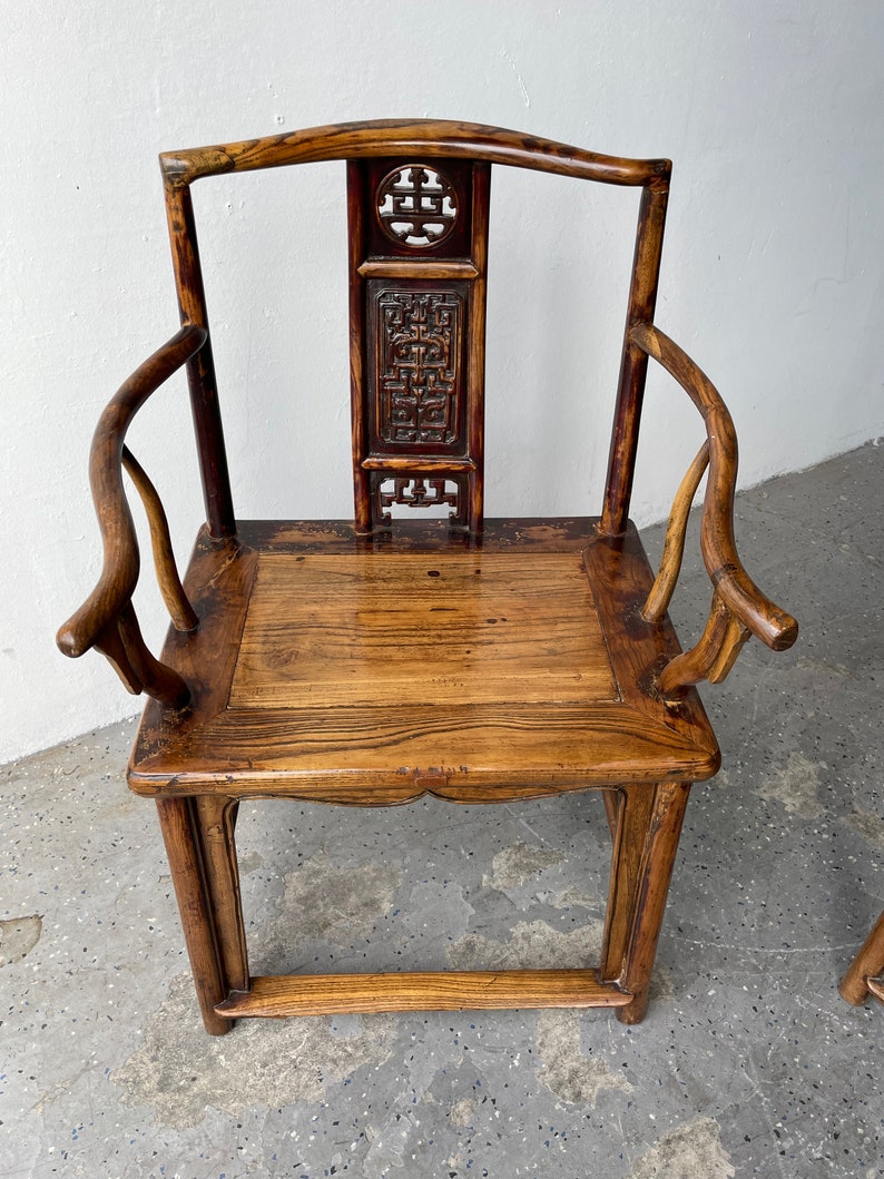 Gorgeous pair of 19th 1800's Century Chinese Hardwood Arm Chairs image 9