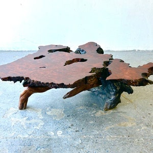 1950's Live Edge Burl RedWood Wood Coffee Table image 6