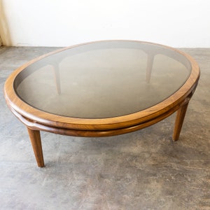 Mid-Century Modern Monteverdi Young Smoked Glass Walnut Coffee Table image 1