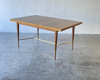 Mid Century 1950's Mahogany & Brass X Cross Dining Table by Paul McCobb for Calvin