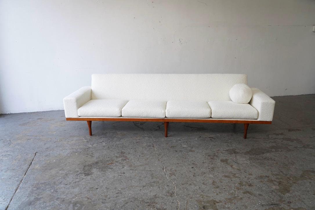 EXL Mid Century Danish Modern Illum Wikkelsø Boucle Teak Sofa