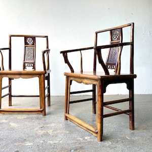 Gorgeous pair of 19th 1800's Century Chinese Hardwood Arm Chairs image 1