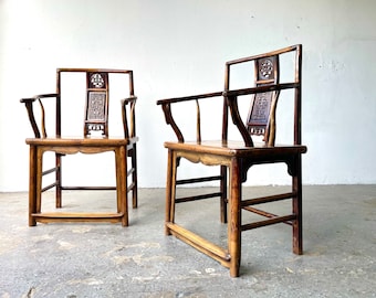 Gorgeous pair of 19th (1800's) Century Chinese Hardwood Arm Chairs