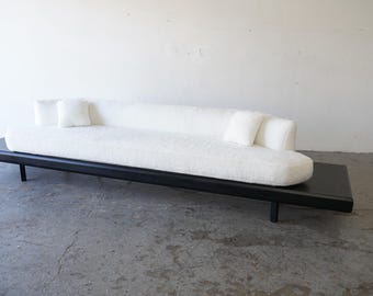 One Of a Kind Mid-Century Custom Made 1950’s  Black & White 11ft Sofa Style of Adrian Pearsall