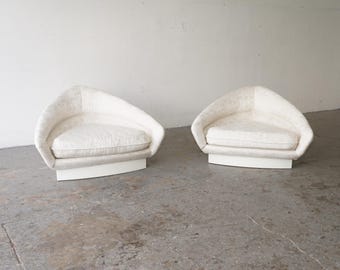 White Pair of Adrian Pearsall Mid-Century/ Post Modern  Triangle Lounge Chairs