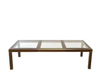 Mid Century Post Modern Mastercraft Brass and Glass Extension Dining Table